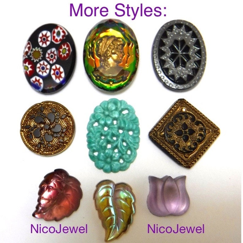 Vintage Glass Cabochon 2 pcs 22mm Bronze Square Stones S-30 GOLD