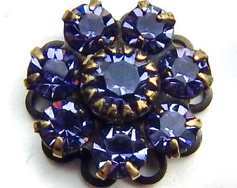 Crystal rhinestone flower Tanzanite Purple Swarovski Charm Connector set stones F114