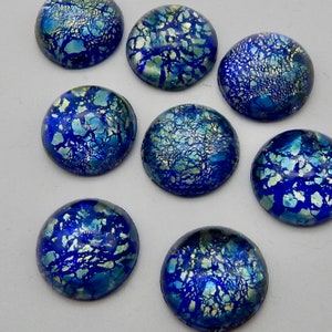 Blue Opal Cabochon 4 pcs 16mm Vintage Glass Cabochon Stones S-10 image 2