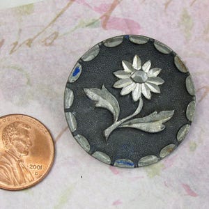 Victorian Flower Button Antique 1 1/4 Ornate Flower Brass Button 422