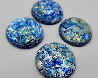 Blue Opal Stones 18mm Stunning iridescent Vintage Glass Cabochon S-430