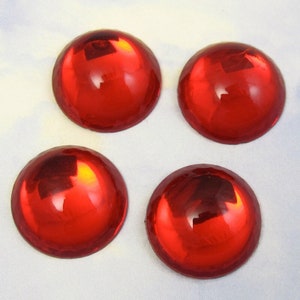 Glass Stones Red Glass Cabochons 4 pcs 18 mm Red Flatback Vintage Stones S-236 image 1
