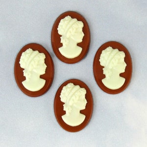 Vintage Glas Cameo 18 x 13 mm Karneol Elfenbein Steine Cabochon S-37