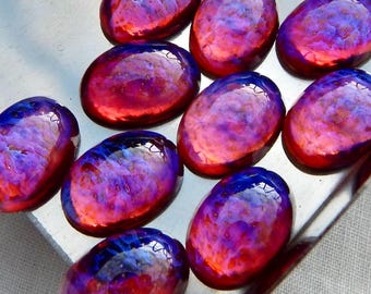 14x10 Vintage Glass Mexican Opal Dragons Breath Cabochon 14x10mm Fire Opal  S-513