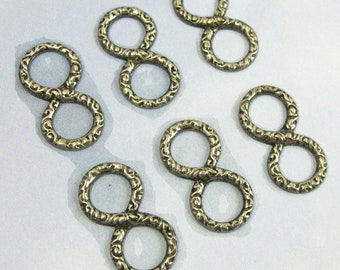 6 Earring Components Antique silver brass stampings jewelry findings M-128