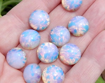 Feuer Opal Cabochons 6 Stück Milky Pink 13mm Vintage Glas Cabochon Steine S-97-M