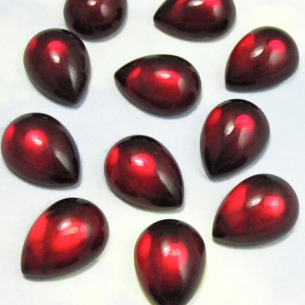 Vintage Glass Cabochons 6 pcs SWAROVSKI 18x13 mm RED Stones S-214