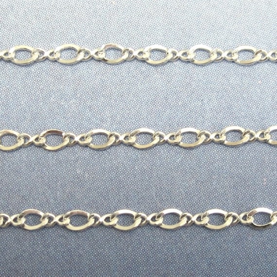 Sterling Silver Chain 925 1.2mm Figure Eight Thin Dainty Chain 2 and 1 Links