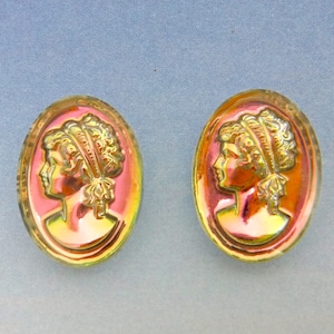 Vintage Glass Cameo 2 pcs 18x13mm Intaglio Stones Cabochon S-40 P