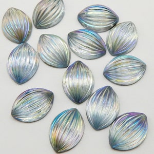 Cabujón de cristal vintage, 6 piezas, 14 x 10 mm, piedras iridiscentes azules S-112