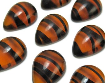 Cabujones de vidrio vintage, 6 piezas, 18 x 13 mm, efecto tortuga, forma de pera, S-83