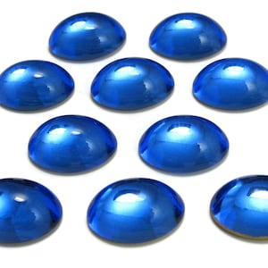 Blue Glass Cabochons 6 pcs SWAROVSKI 18x13 mm Vintage Sapphire Stones S-212