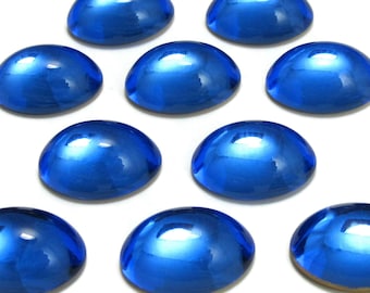 Blue Glass Cabochons 6 pcs SWAROVSKI 18x13 mm Vintage Sapphire Stones S-212