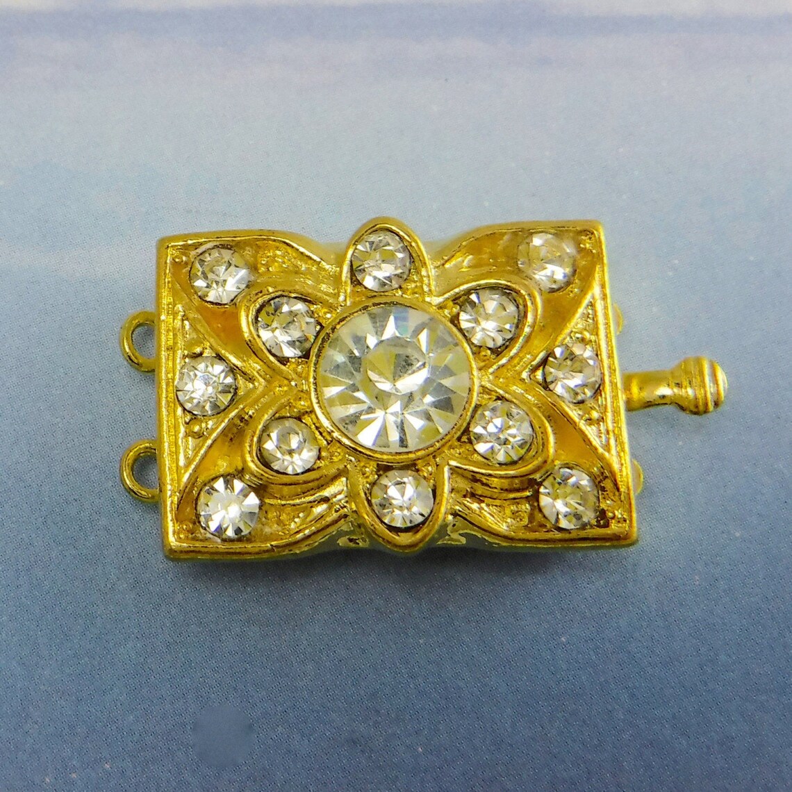 Gold Rhinestone Clasp Two Strand Clasp Vintage Swarovski Etsy