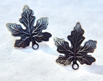 Leaf Post Earring Filagree Silver Brass Stamping  Mapel Leaf  M-194