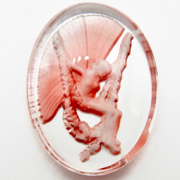 Vintage Cameo Fee Cabochon 40x30 Lalique Style Fairie Intaglio Vintage Glas Cabochon S-473