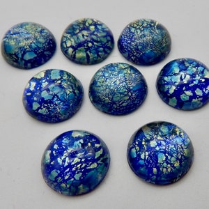 Blue Opal Cabochon 4 pcs 16mm Vintage Glass Cabochon Stones S-10 image 6