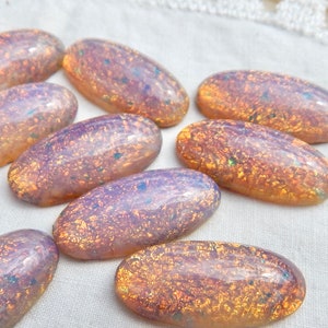 Cabochon en verre vintage opale rose, opale arlequin, 2 pcs 24 x 12 pierres S-304