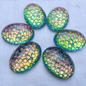25 x 18 mm ピーチピンクオパール ヴィンテージガラスカボション スネークスキンストーン S-503