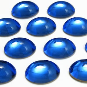 Vintage Glass Cabochons 6 pcs SWAROVSKI 18x13 mm  Sapphire Blue  Stones S-212