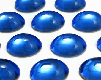 Vintage Glass Cabochons 6 pcs SWAROVSKI 18x13 mm  Sapphire Blue  Stones S-212