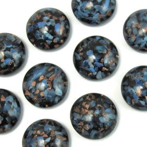 Vintage Opal Glass Cabochon 4 pcs 16 mm  Blue Black  Opal Stones S-339