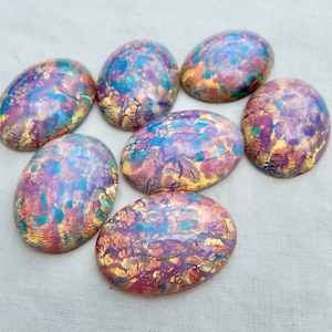 12 pcs Pink Opal Vintage Glass Cabochon 25x18 mm Stones S-12 Y BULK