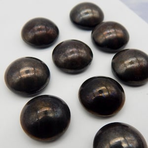 Glass Stones glass stones Bronze Black Vintage Glass Cabochon 4 pcs 16 mm Metallic Stones S-338