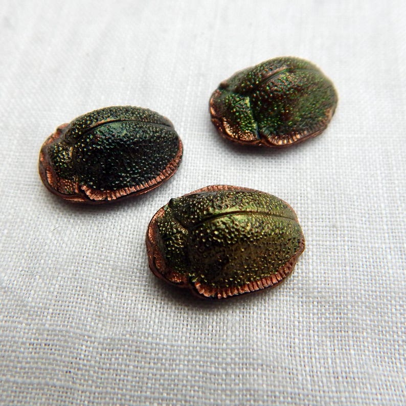 Cabujón de cristal SCARAB de estilo egipcio vintage de la década de 1920, con piedras antiguas y estilo Art Déco S-52 imagen 2