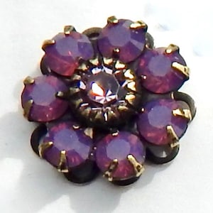 Rhinestone Flower Pink Crystal Swarovski Charm Cyclamen Opal set stones loop F109 image 1