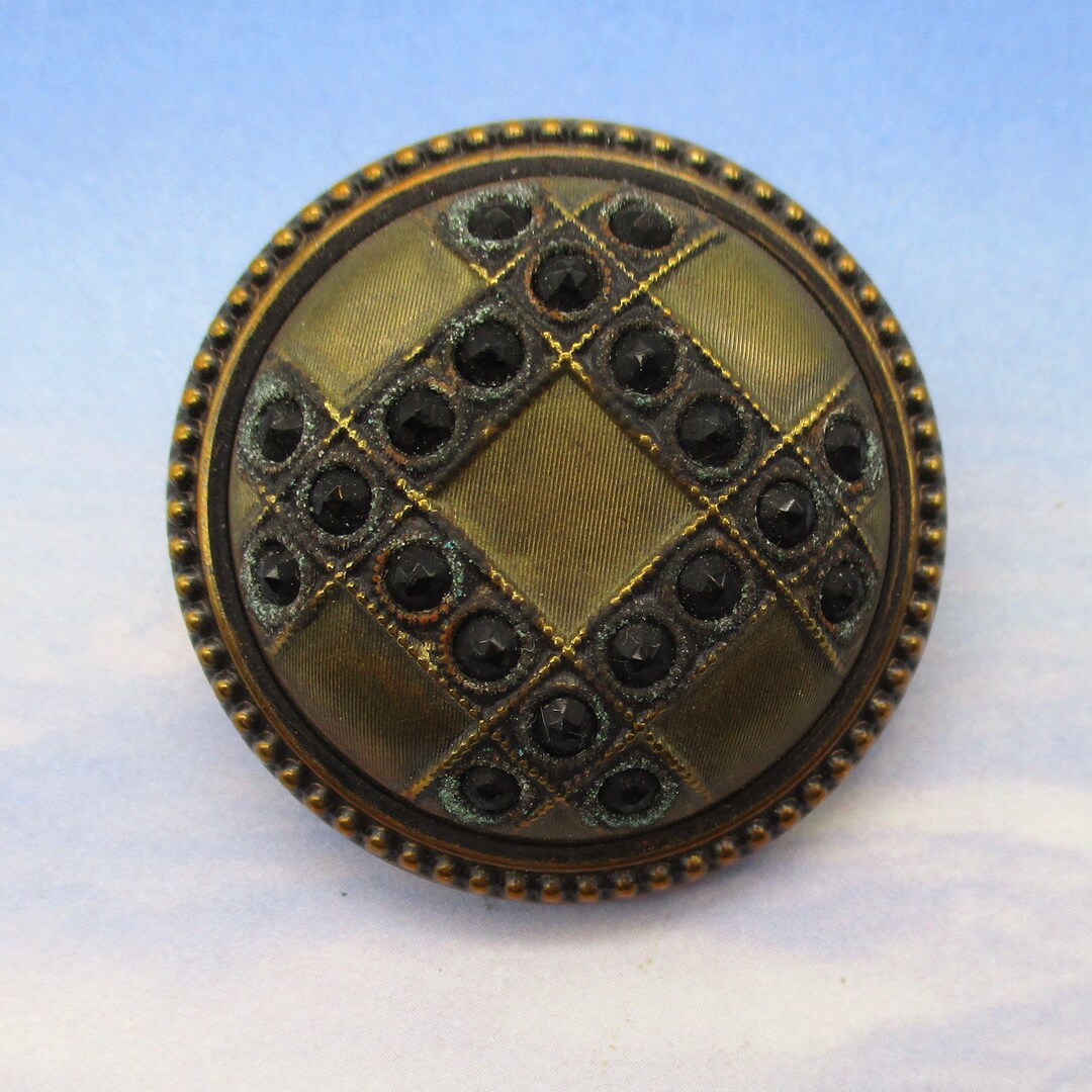 Deco Button Antique Victorian Button 1 1/2 Inch Ornate Geometric Art Deco Button ...