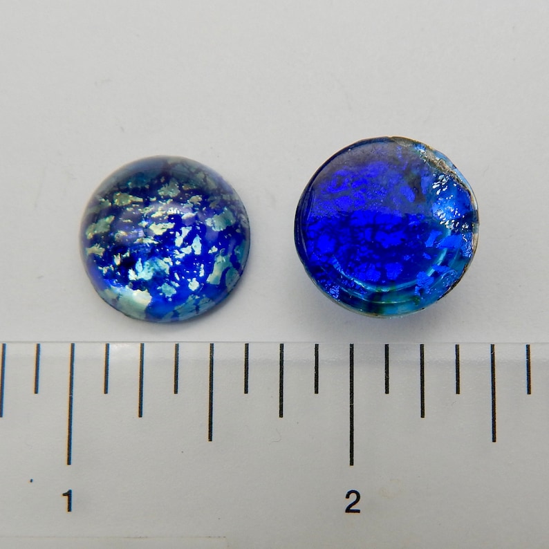 Blue Opal Cabochon 4 pcs 16mm Vintage Glass Cabochon Stones S-10 image 4