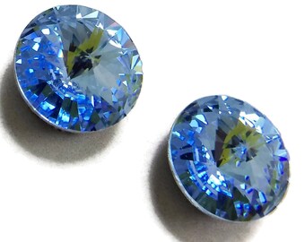 Blue Crystal SWAROVSKI 1122 Rivoli Light Sapphire Blue 14mm