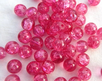 50 pcs 8mm Glass Beads Hot Pink Round Czech 8 mm Druk B-102