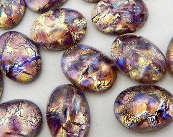 Vintage Glass Cabochons 14x10mm purple opal stone  S-18