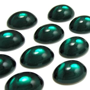 Vintage Glass Cabochons 6 pcs SWAROVSKI 18x13 mm Emerald Green Stones S-211