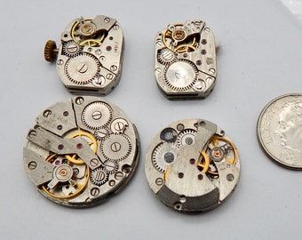 4 Watch Part Movement Steampunk Supplies Vintage Estate Watch parts 4 pieces  Lot Z-24