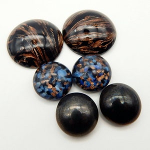Vintage Glass Cabochons 6 pcs 24mm 15mm Glass Cabochon Stones MIX 29 destash