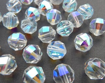 32 perles de cristal de 10 mm, cristal AB, article 5000, cabochon rond à facettes, perles de cristal B-231