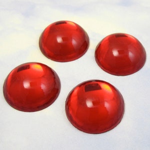 Glass Stones Red Glass Cabochons 4 pcs 18 mm Red Flatback Vintage Stones S-236 image 2