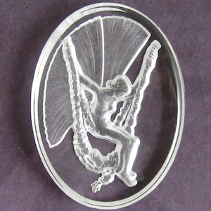 Vintage Fairy Cabochon 40x30 Lalique Style Clear Cameo Fairie Intaglio Vintage Glass Cabochon S-103