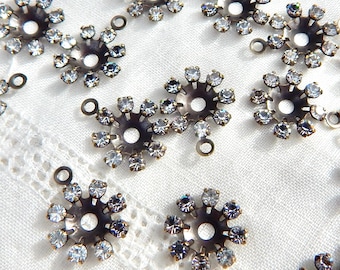 Crystal Rhinestone Flower Clear Crystal Swarovski Charm Rhinstone Drop