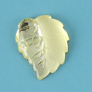 Vintage Glass Leaf Cabochon 6 pcs 17x14 Yellow Stones S-47-R