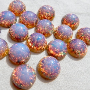 Harlequin Opal Cabochon 8 pcs Vintage Pink Fire Opal Glass 11mm S-96 R