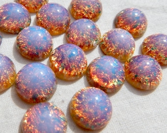 Harlekin-Opal-Cabochon, 8 Stück, Vintage-rosa Feueropalglas, 11 mm, S-96 R
