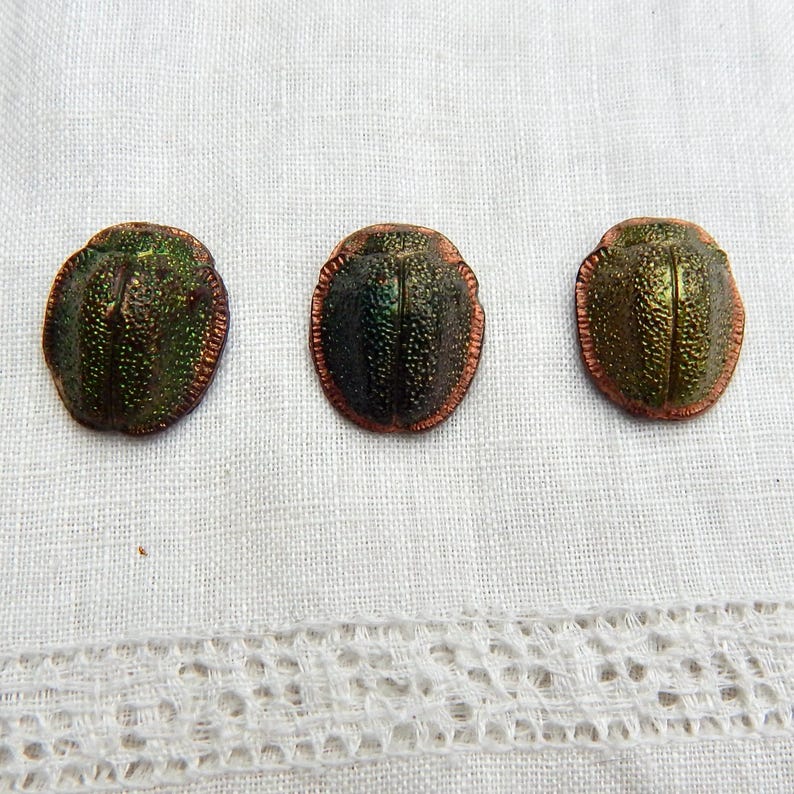 Cabujón de cristal SCARAB de estilo egipcio vintage de la década de 1920, con piedras antiguas y estilo Art Déco S-52 imagen 8