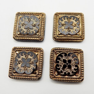 Vintage Glas Cabochon 6 Stück 22mm Bronze 22 mm Quadrat Steine S-30 B