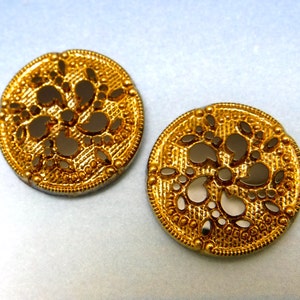 Vintage Glass Cabochons 2 pcs 18mm Bronze  Floral Stones S-29
