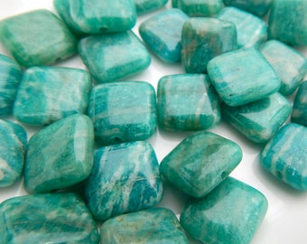 Green Agate Beads 8mm Square Faceted Gemstone Beads 27 pcs G73