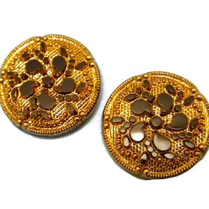18mm Glass Cabochons 2 pcs Bronze Floral Vintage Glass Cabochon Stones S-29